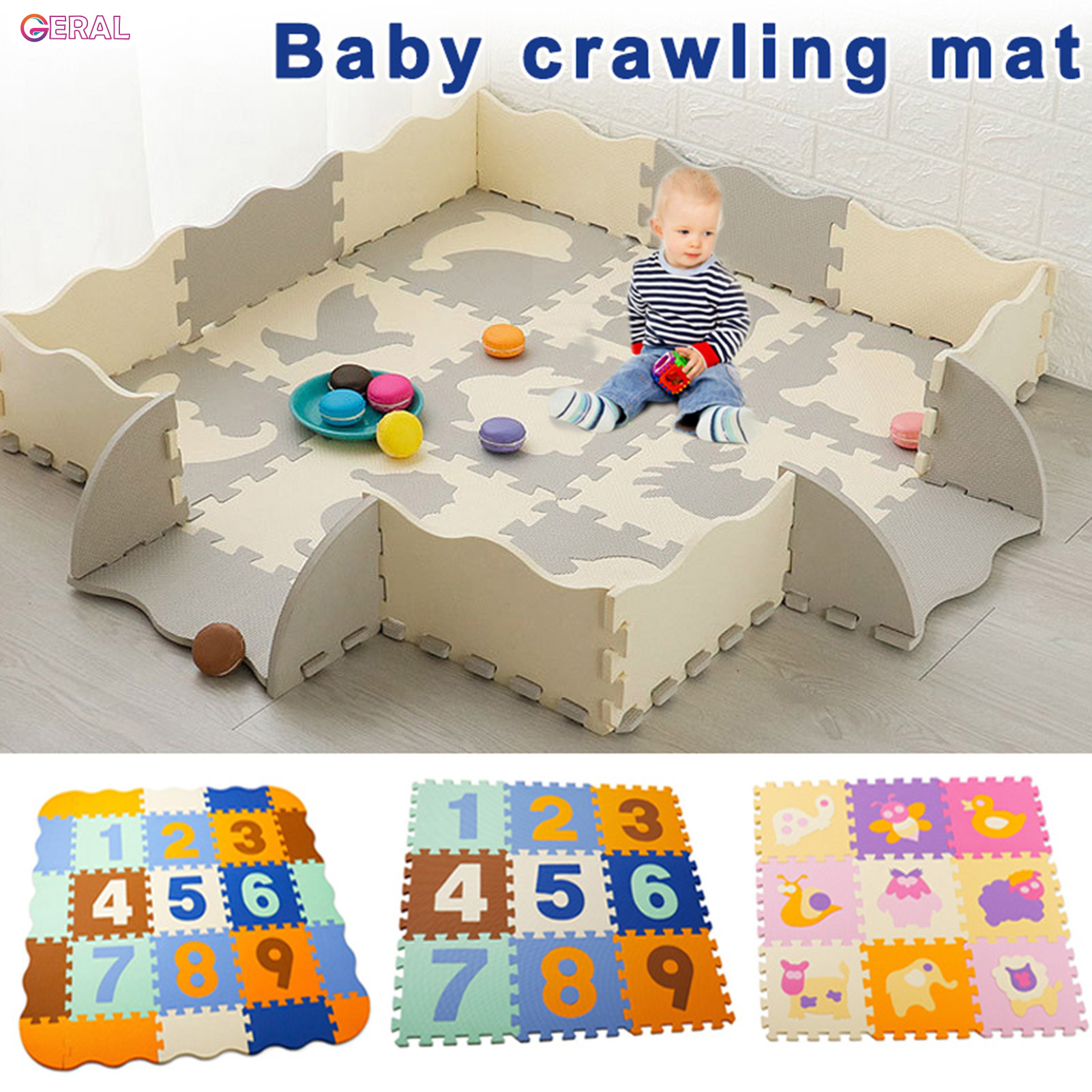 Geral Baby Play Mat Tiles Interlocking Foam Floor Tiles Kids Puzzle Mat for Kids Baby Toy Room & Yard