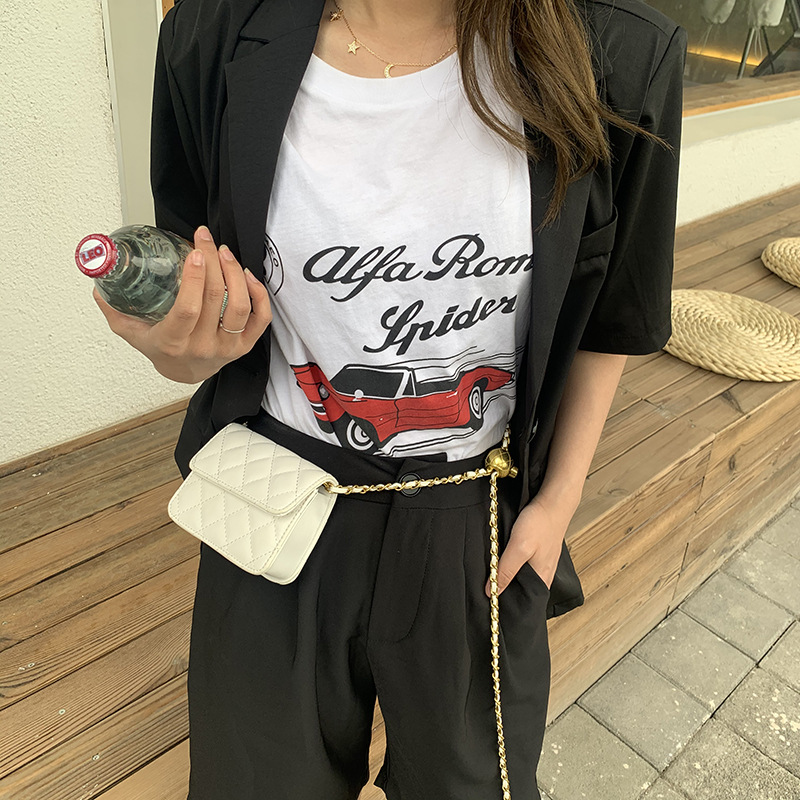 ELACCENT Golden ball bag fanny pack mini lipstick chain bag New style small fragrant rhombus shoulder crossbody bag