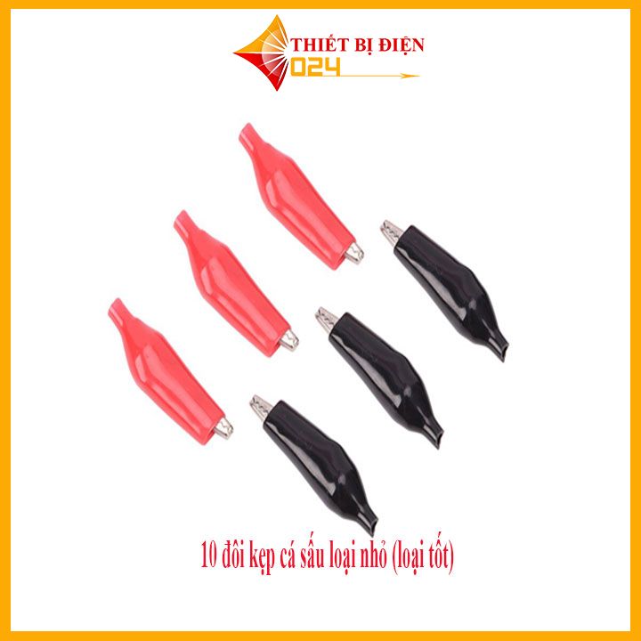 Bộ 10 đôi kẹp cá sấu loại nhỏ dùng kết nối dây điện .