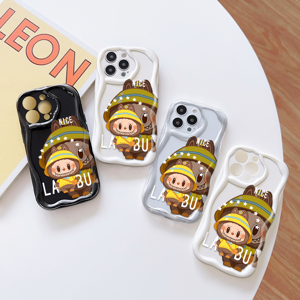 YYDS for Redmi Note 10 5G Xiaomi Poco M3 Pro 4G Back Cover Lovely Labubu Case Cream Texture Wavy Edge Soft Silicone Mobile Cover. 