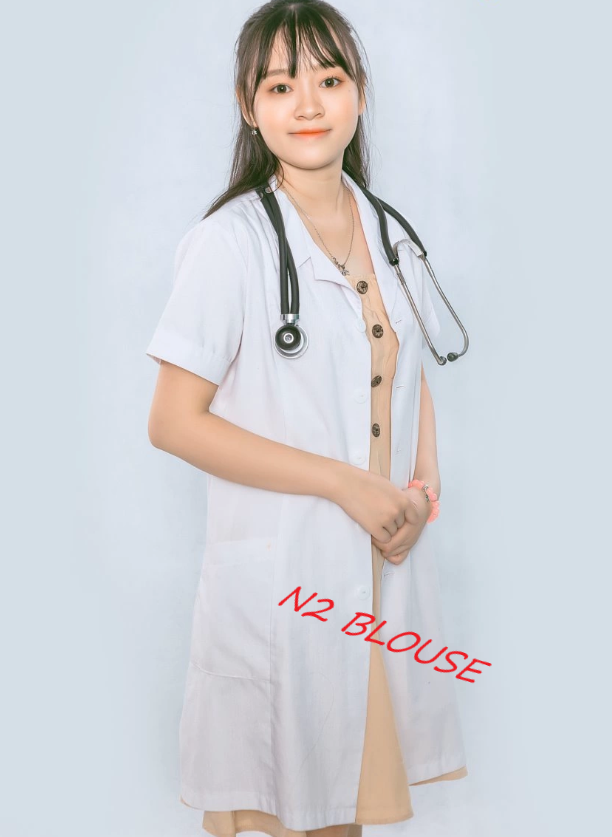Áo Blouse Nữ Dài Ngang Gối, Cộc Tay, Áo Choàng Bác Sĩ, Phòng Thí Nghiệm, Thẩm Mỹ Viện, Vải Kaki dày và Thô (Giá Sỉ)