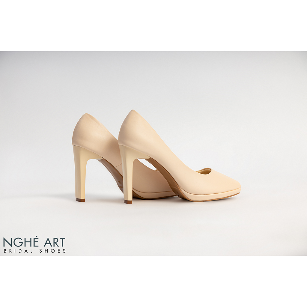 Giày cưới Nghé Art basic cao gót 237 kem