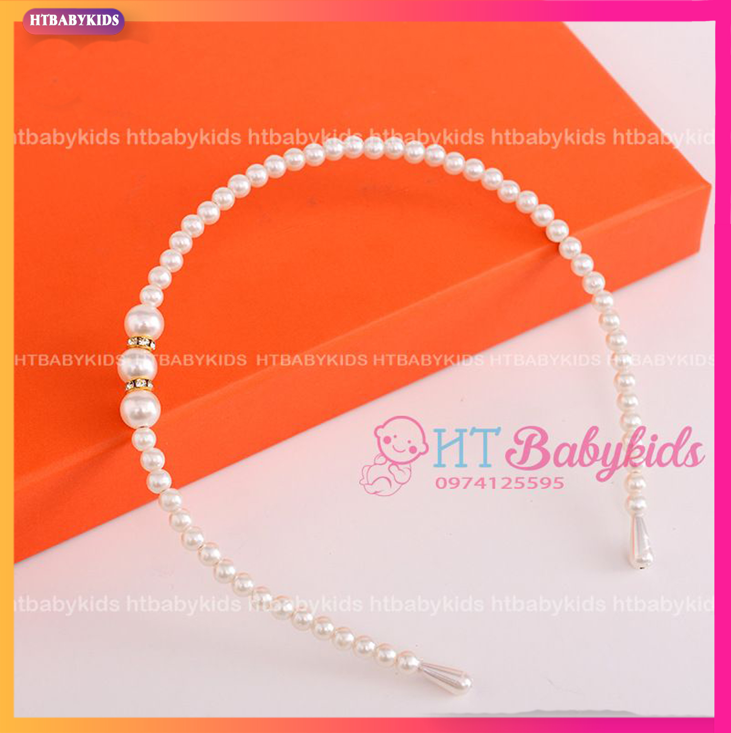 Bờm tóc cho bé - băng đô cài tóc đính ngọc trai đáng yêu dành cho bé gái