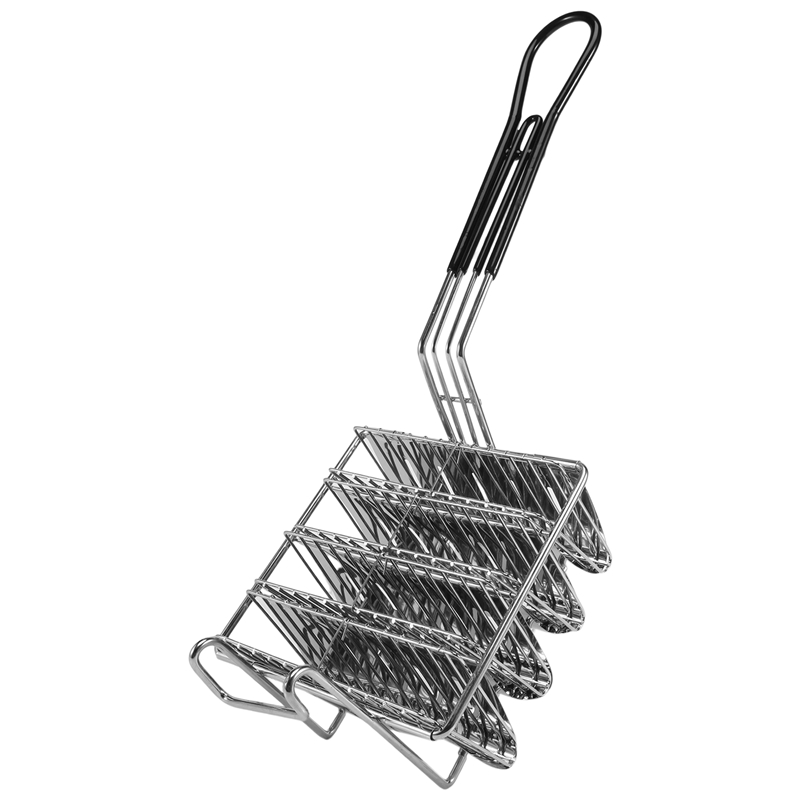 (C G K Taco Fryer Basket, Taco Shell Fryer, Holds 4 Shells Deep Fryer Taco Holders Basket with Grip Handle Taco Holder Stand