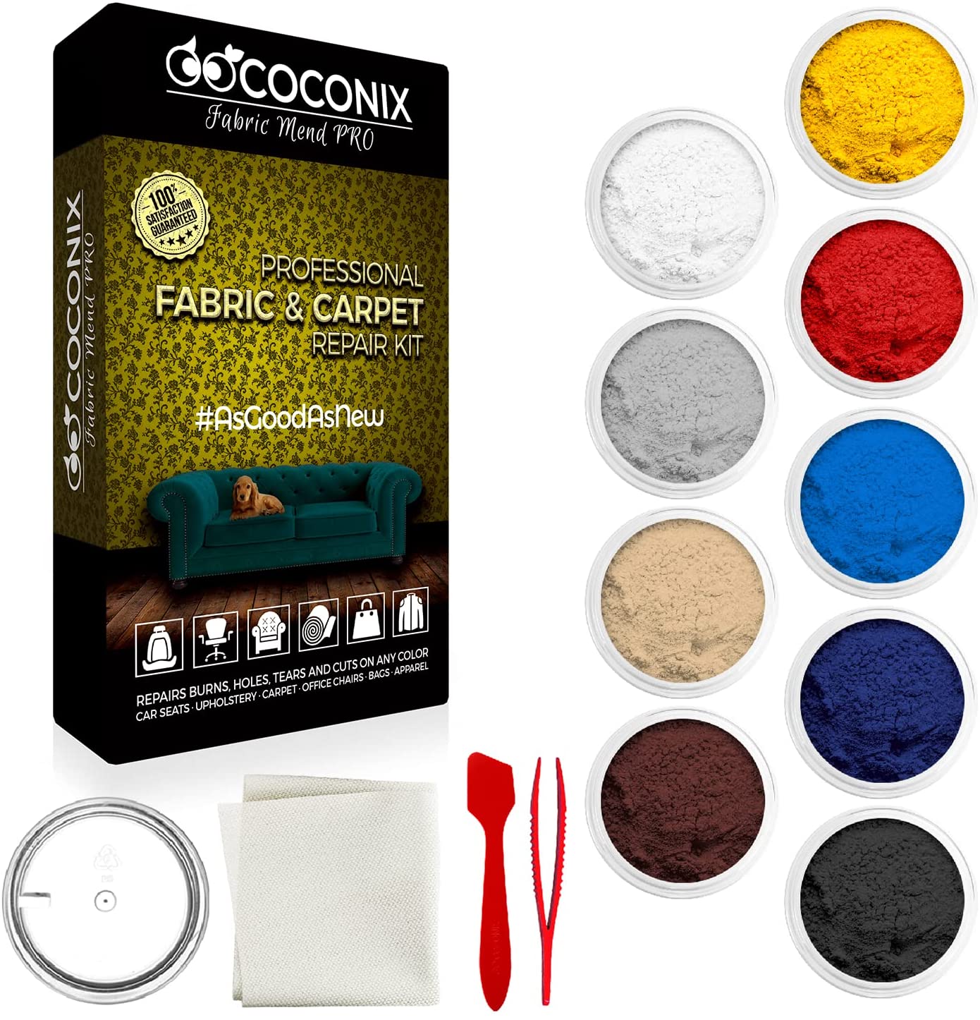 Coconix Fabric and Carpet Repair Kit - Repairer of Your Car Seat, Couch,  Furniture, Upholstery or Jacket - Fixes Burn Holes, Tear or Rips. Super  Easy Instructions to Match Any Color, Pattern