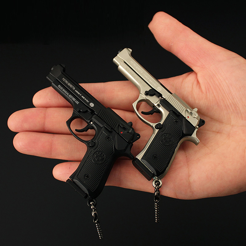 Mini Metal Toy Gun Model Alloy Keychain Detachable Look Real Collection Color Birthday Gifts For Boys Adult Gaming Peripherals AITENG. 