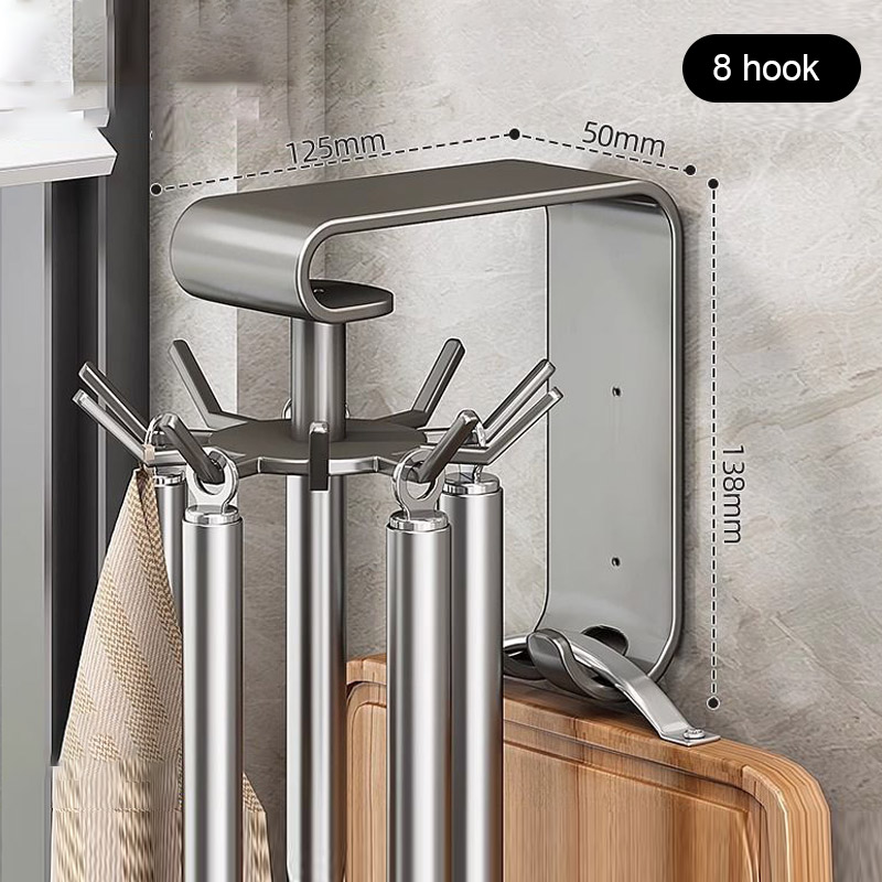 Kitchen rotary hook storage rack, kitchen utensils storage rack, pot shovel, spoon, shovel, hanging rack, no punching rack