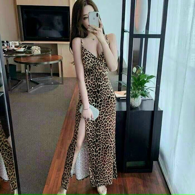[HCM]ĐẦM MAXI BEO 2 DÂY XẺ TÀ 1 BÊN