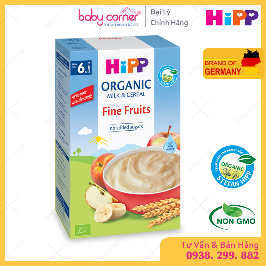 HSD T9 2022 Bột Ăn Dặm HIPP Organic với SỮA và HOA QUẢ TỔNG HỢP Cho Bé Từ