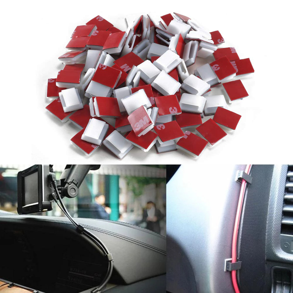 YESPERY 10pcs Self-adhesive Data Cable Light String Decorative Wire Fixed Clip Car Wire Fixing Organizer Wire Management Harness Clamp
