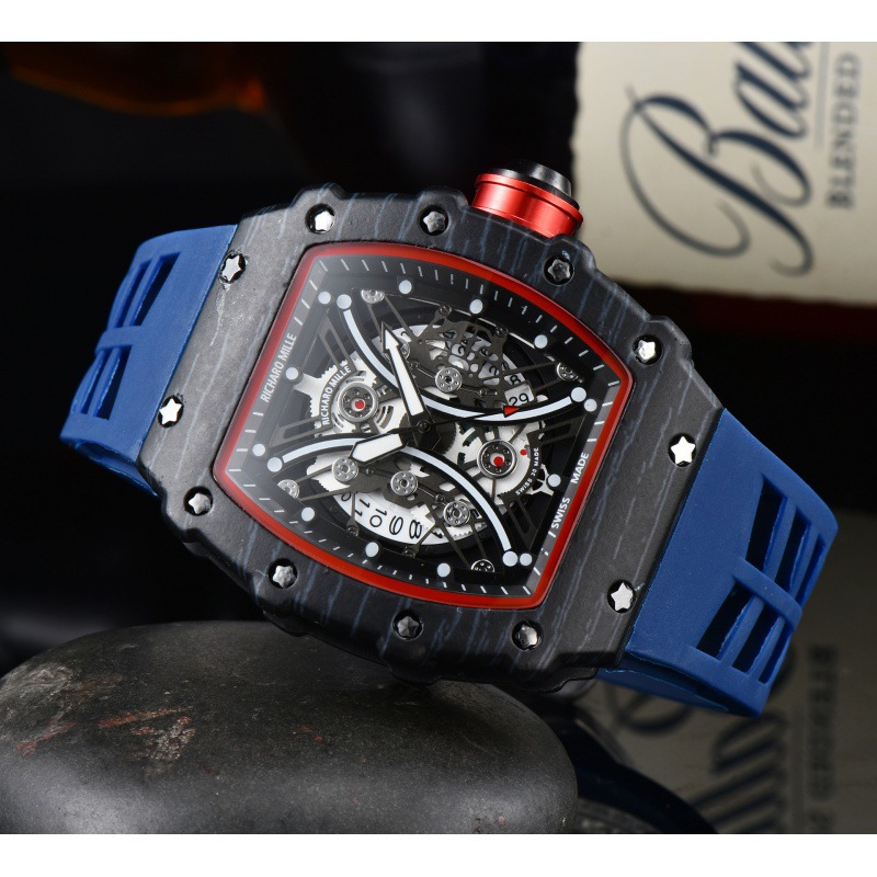 ⌚ 2024 Men's Rubber Band 3-Pin Second Quartz Running Ghost Head Richard Watch