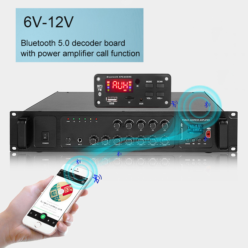 HLINKEY Bộ Khuếch Đại 50W Tích Hợp Bảng Giải Mã Âm Thanh Bluetooth 5.0 Màu LCD Mô-đun Giải Mã Phát AUX MP3 USB TF Radio Micrô Rảnh Tay Ghi Âm Cuộc Gọi Điều Khiển Từ Xa