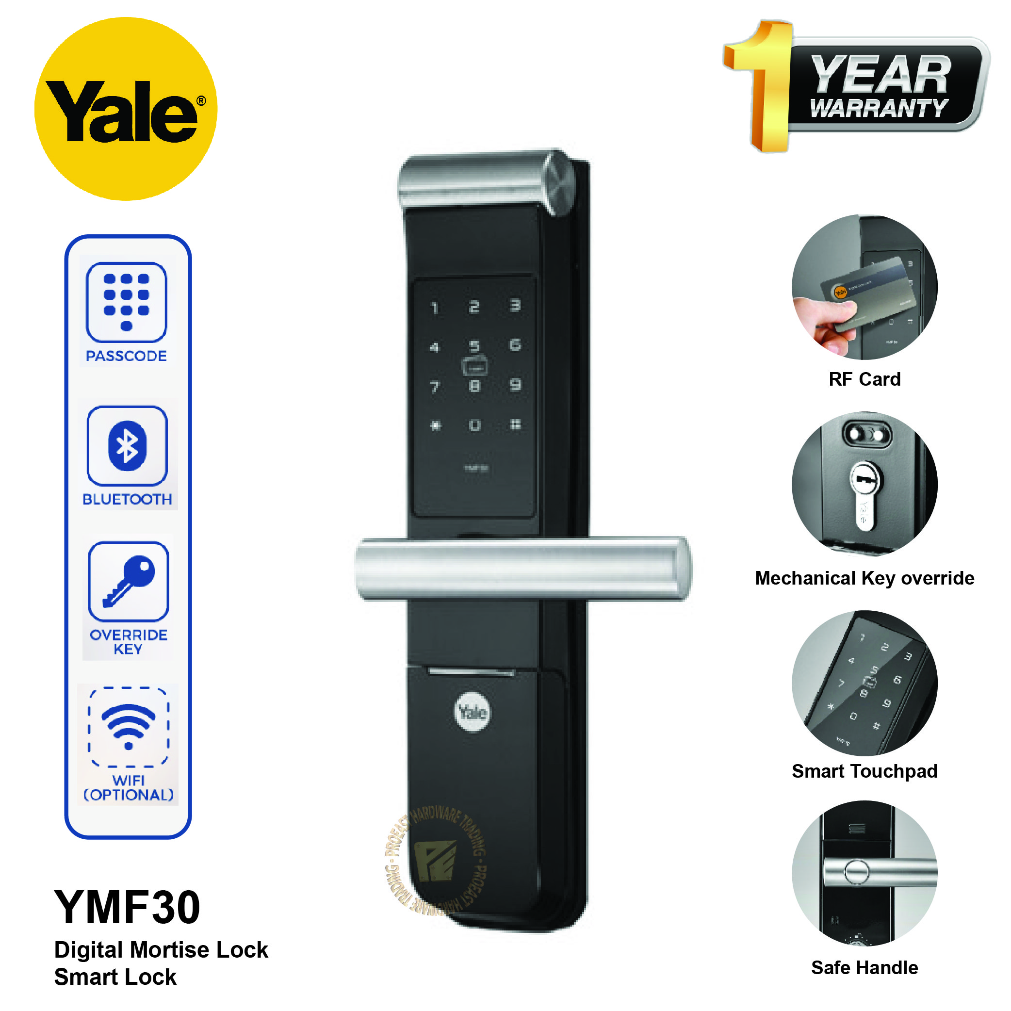 Yale YMF30+ Digital Mortise RFID Smart Lock / Digital Door Lock Lazada