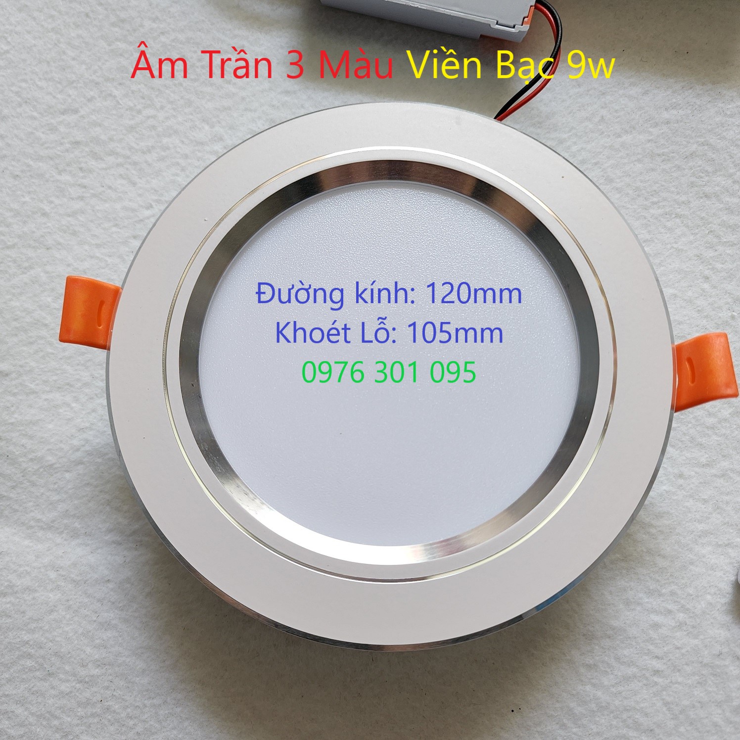 Đèn âm trần 9w - 3 chế độ màu