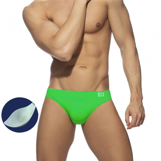Men's Swimming Trunks Low Waist Bikini Panties Sexy Nylon Solid Color Swimsuit Quick-Drying Push Pad Shorts Beach Swimming Surf