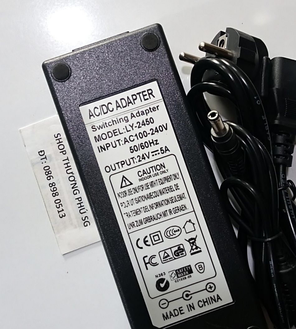 [HCM]Bộ chuyển nguồn Adapter DC: 24V - 5A (Đầu lớn - Chuẩn cắm 5.5mm X 2.1~2.5mm)