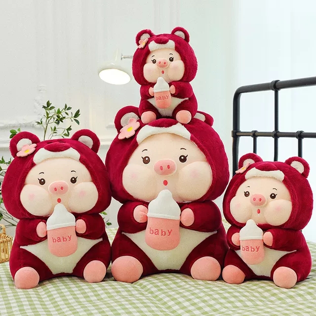 Gấu lena lợn bú bình sữa cute kích thước 35-70cm