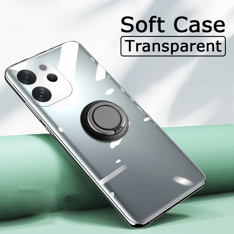 Phone case For VIVO V70 Back cover Ring Holder Phone Case Ultra Thin Transparent Car Navigation Silicone Clear Cases For Vivo V70 Cover cases