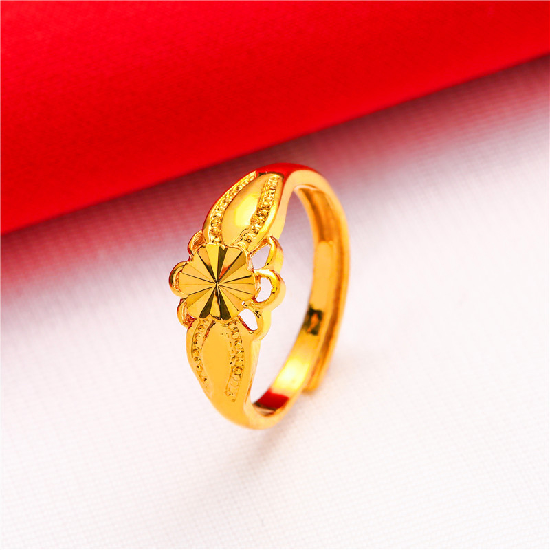 Gold Plated Women's Open Adjustable Ring Lucky Transfer Flower Finger — free download