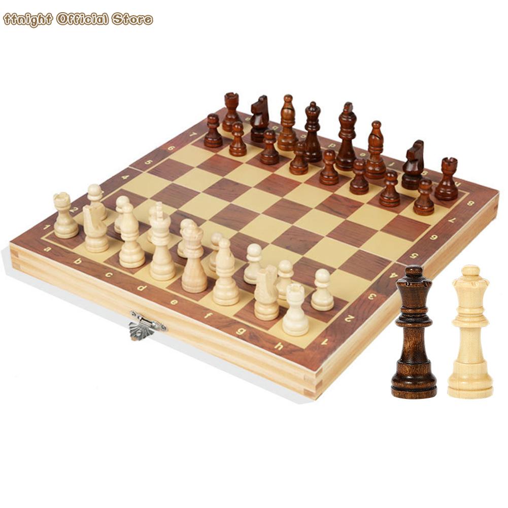 29x29cm Large Chessboard Developing Strategic Thinking Chess Wooden Set No Toxic Foldable Chess Board for Boys Girls