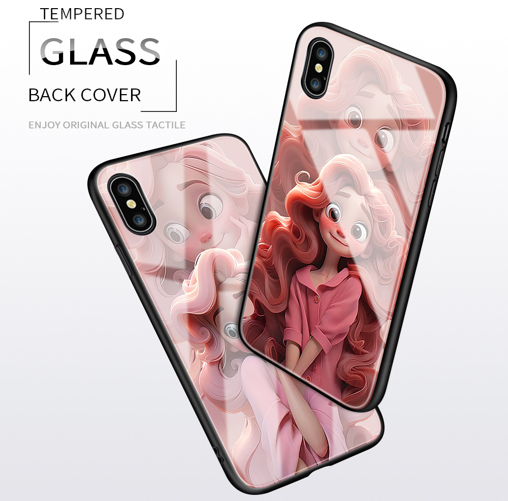 Hpcase For Huawei Nova 2 Nova 2i Nova 2 Lite Nova 2S Cartoon Smiling Princess Phone Case Smooth Tempered Glass Soft Case Shockproof Protective Case