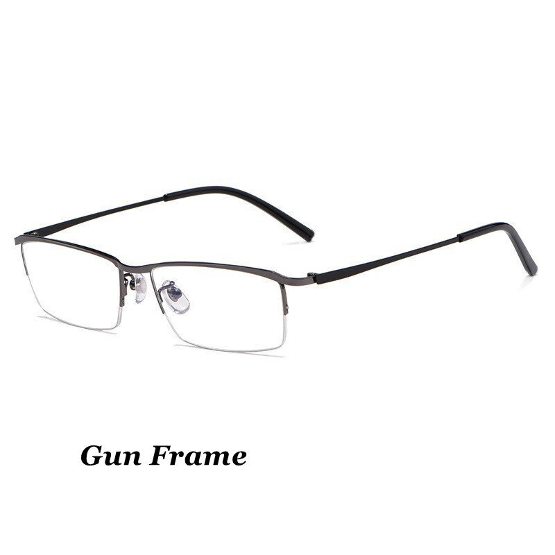 Classic Anti-Blue Light Radiation Optical Glasses With Degree -0.5 to -6.0 Half Frame Metal Eyeglasses Business Style Men's Myopia Glasses