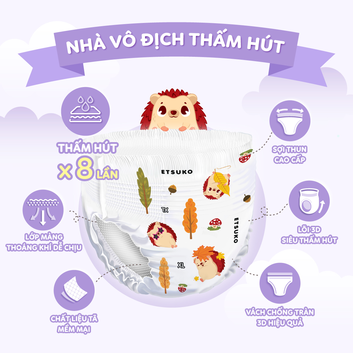 Combo 2 Bịch Tã Quần Etsuko size XL 40 pcs