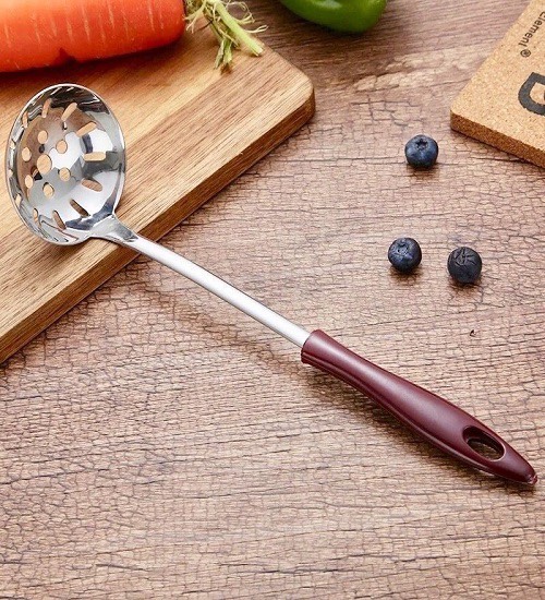 Vá Múc Canh Inox 304 Cán Vân Gỗ 10cm [ KT: 28cm X 7.5cm ]