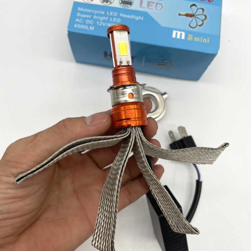 ĐÈN PHA LED HJG 3 TIM LED chân H4, M5 (GIÁ 1 BÓNG)