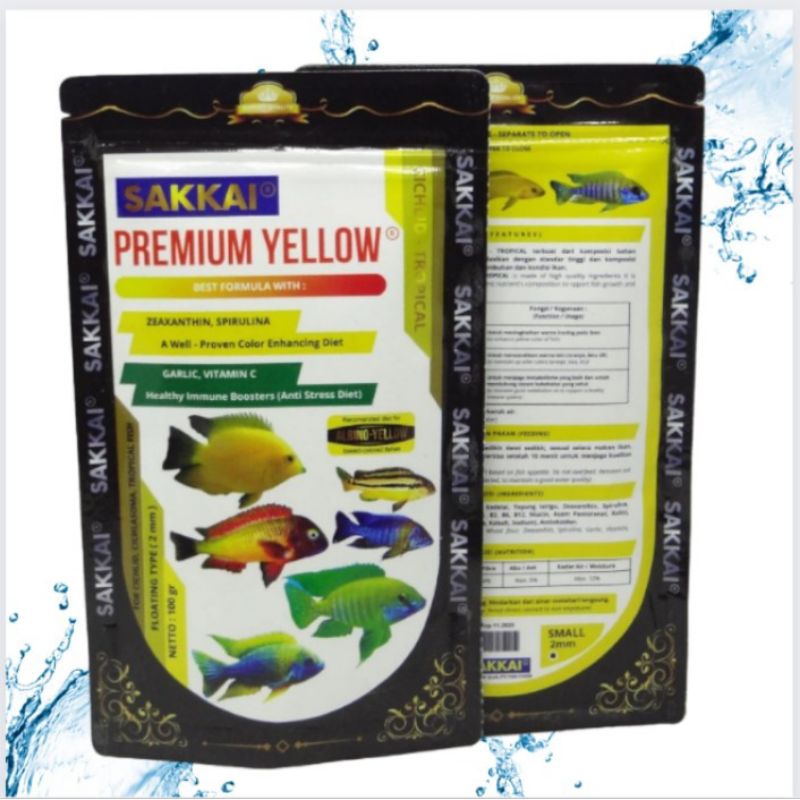 Makanan ikan CICHLID SAKKAI PRO PREMIUM RED, BLUE, YELLOW 100GR