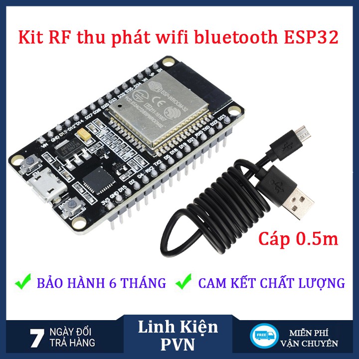 Kit thu phát wifi bluetooth ESP32 chip CP2102/CH340 - 30 Chân bảo hành 6 tháng  (kit thu phát IoT)
