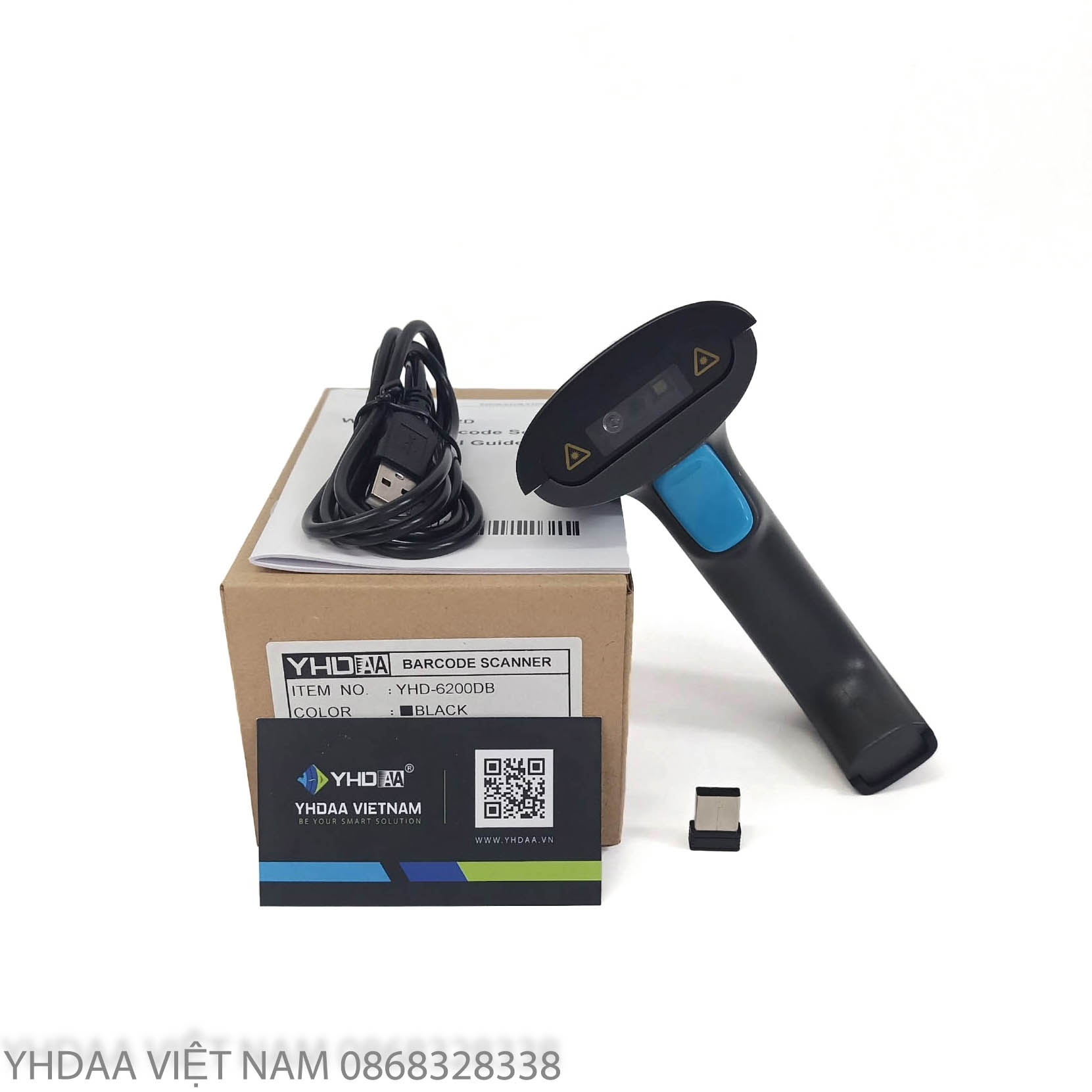 Máy quét mã vạch Bluetooth YHD 6200DB 2D, Máy đọc mã vạch Barcode(1D) Qrcode(2D) kết nối Bluetooth/ USB/ Có dây, Đầu đọc mã vạch 1D 2D dùng trên Điện thoại, Ipad, Máy tính, Laptop
