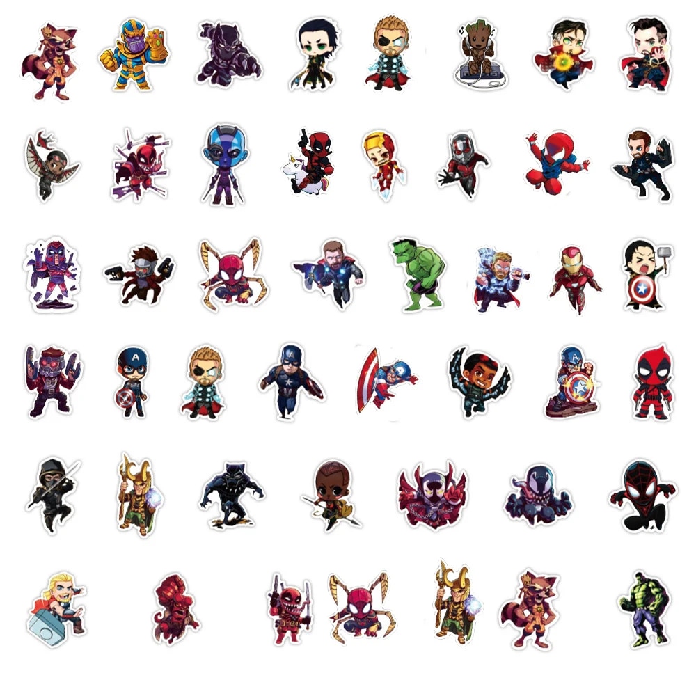 10/30/50/100PCS Disney Marvel The Avengers Cute Super Hero Cartoon Stickers Graffiti Decals Laptop Car Bike Toy Sticker for Kids. 