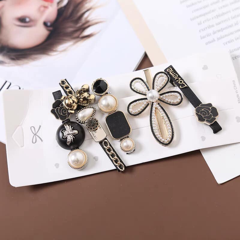 Sét 5-6 kẹp tóc đính hạt phong cách hàn quốc