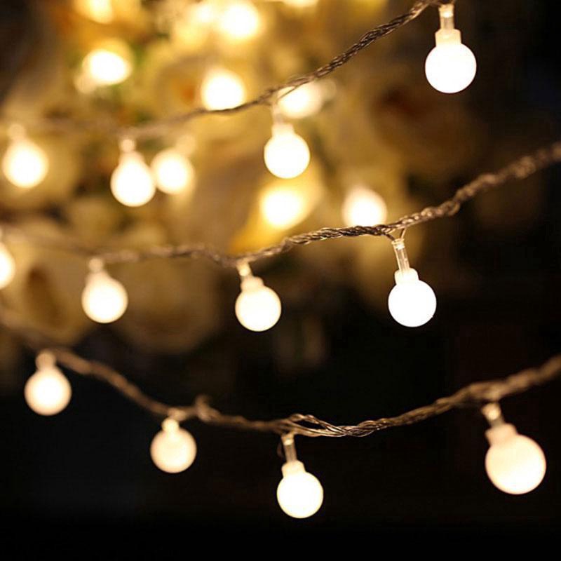Dây đèn led hình tròn chống nước xài pin/usb đèn vàng ấm cherry ball