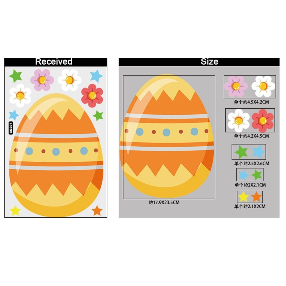 HIROCHAO Plastic Cartoon Easter Egg Window Stickers Static Decorative Easter Window Door Stickers Creative Colorful Carrot Egg Wall Sticker Home