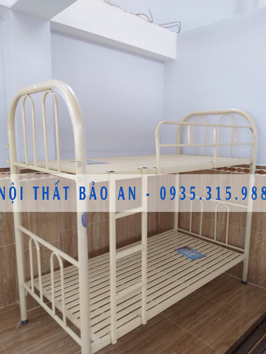 Giường sắt hai tầng ngang 0.8m x dài 2m bảo an