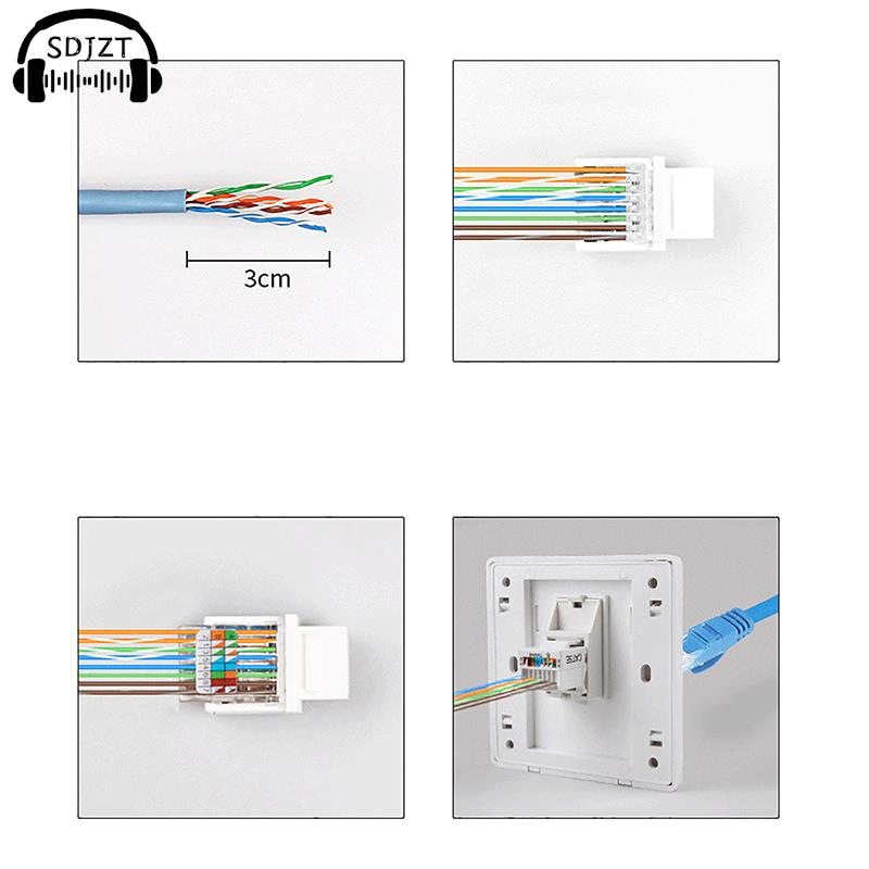 5PCS RJ45 Connector Information Socket Computer Outlet Cable Adapter Jack Tool-Free CAT5E UTP Network Cable Adapter