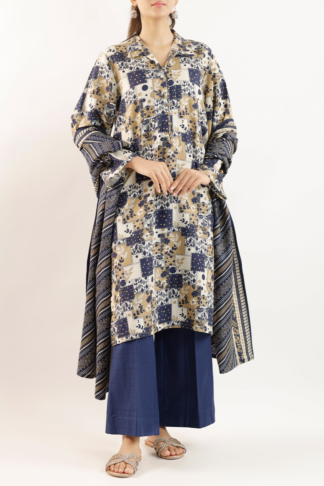 Saya - Printed Khaddar Stitched 3 Piece