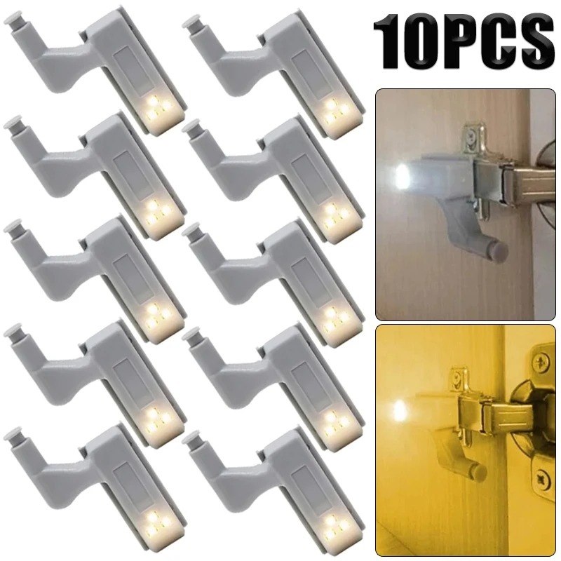 10PCS Universal LED Inner Hinge Lamp Cabinet Induction Light Wardrobe Cupboard Sensor Lights Bedroom Kitchen Closet Night Lamp