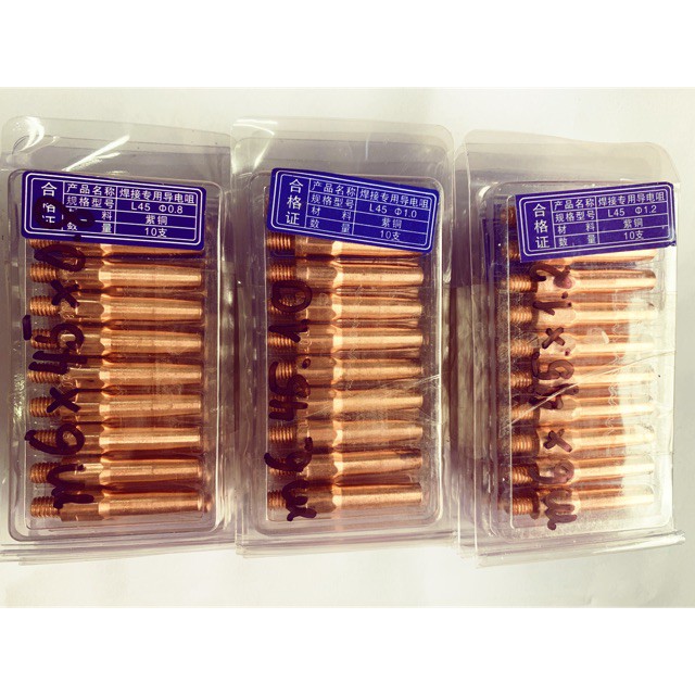 1 vỉ 10 bép hàn mig m61.0 phụ kiện súng mỏ hàn mig béc hàn m6x45