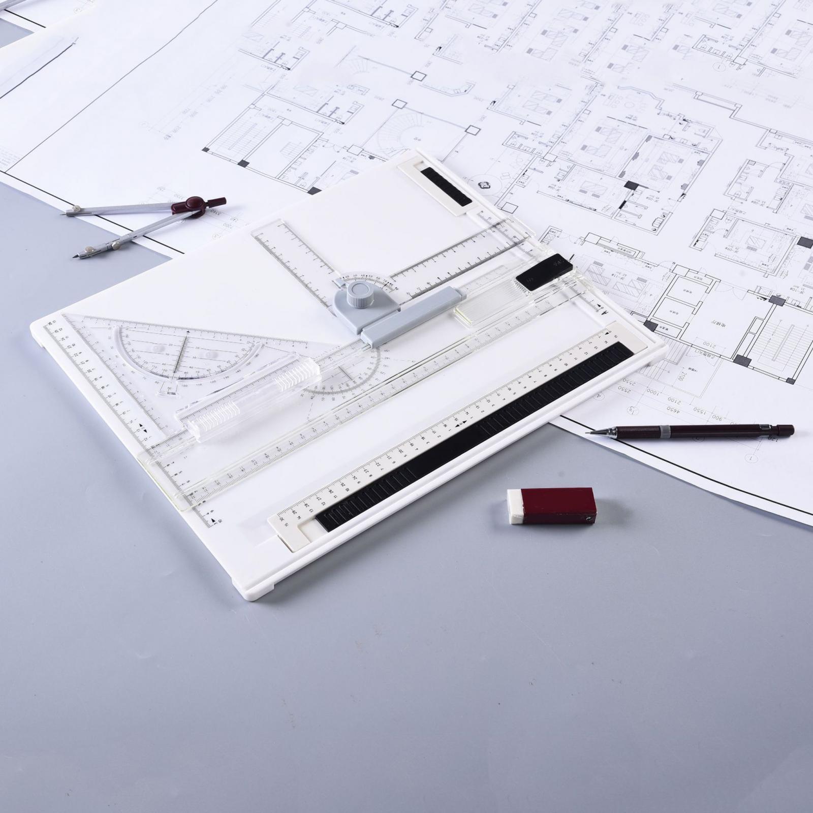 BNGOOD A4 Drawing Board Set Metric System Technical Drafting Painting Writing Drawing Graphic Architectural Sketch Table