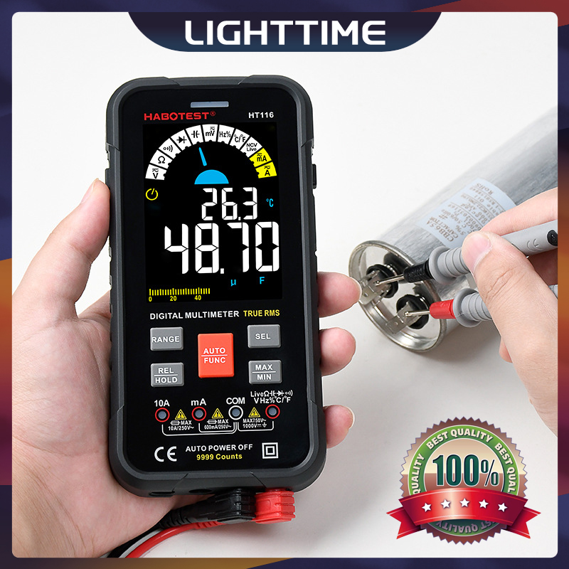 HT116 Digital Multimeter DC AC Current Meter Volmeter Resistance Capacitance Frequency Tester True RMS Temperature Measurement