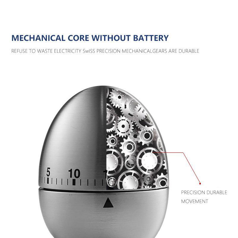 Kitchen mechanical timer Creative egg No battery required 60 minutes Timing Baking Cooking Reminder