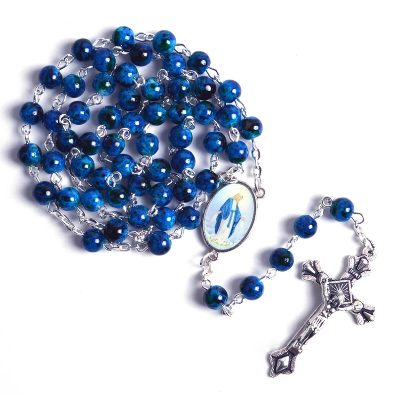 Catholic%20Rosary%20Small%20Size%20Round%20Blue%20Glass%20Beads%20Virgin%20Mary%20Jesus%20Necklace%20XINYAN%20-%20Image%209