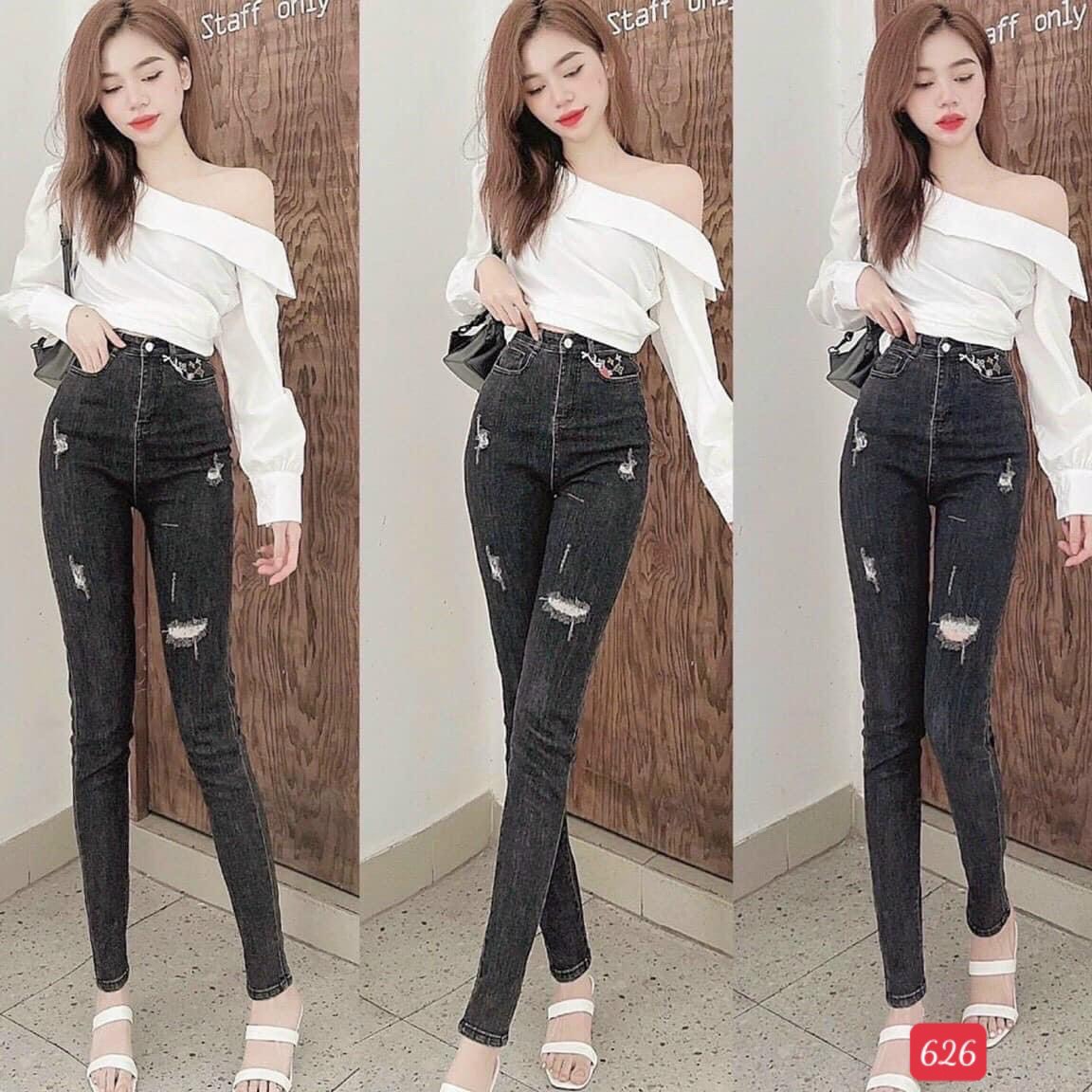 Quần Jean Nữ Cao cấp 2022 lưng cao chất liệu denim không nhăn không xù kiểu dáng thời thượng (ảnh thật shop tự chụp) ALANAFASHION - QJNUM613