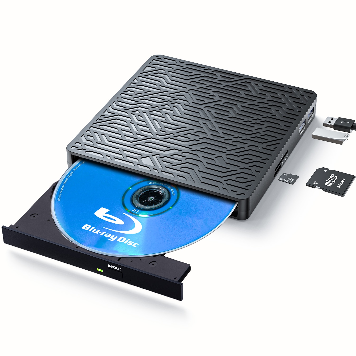 Blu Ray External Drive USB 3.0 TypeC CD BD Writer With SD/TF & USB