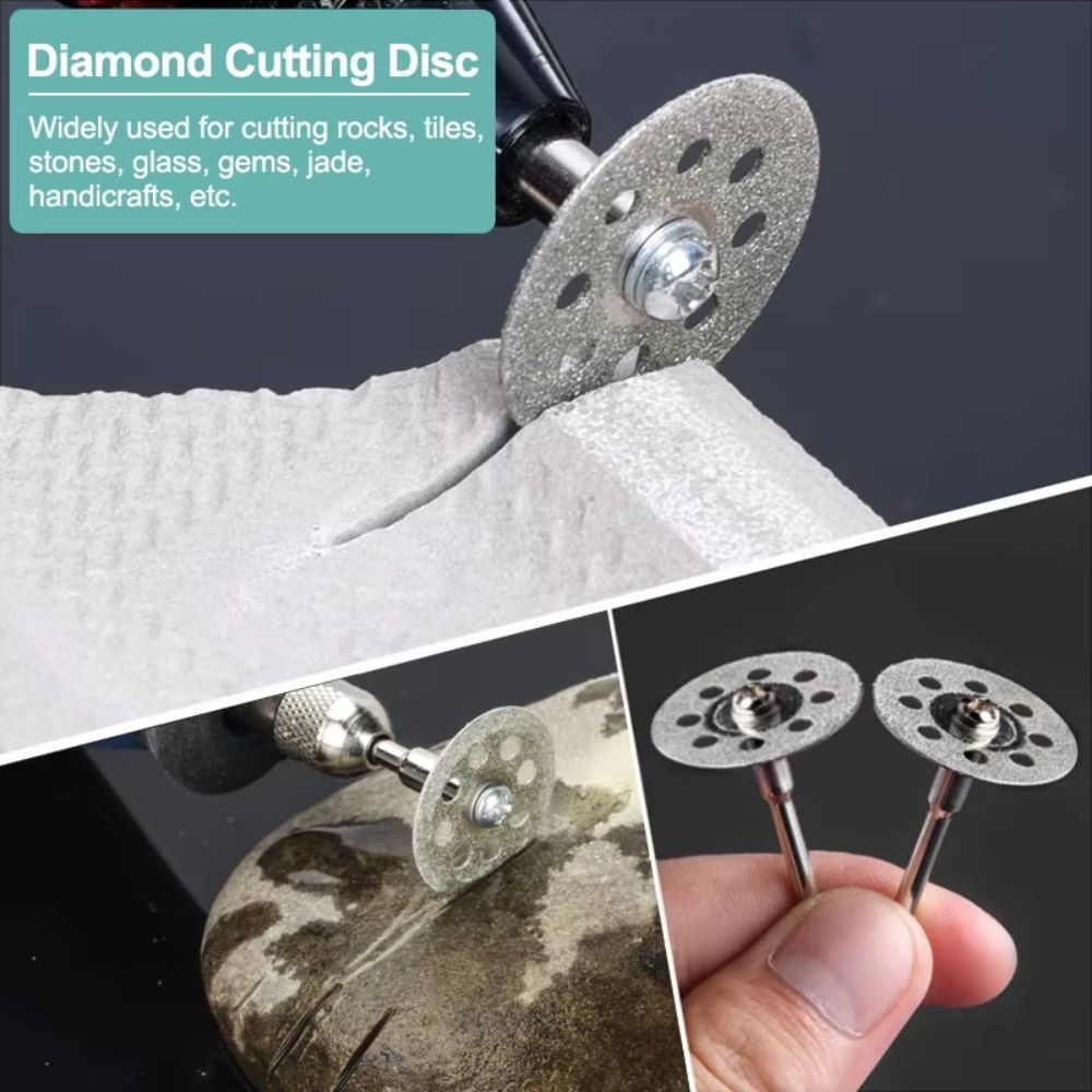 12Pcs Durable 22mm Diameter Diamond Cutting Disc 3mm Aperture with Mandrel Cutting Blade Set Mini Circular Saw Blade Metal Cutting. 