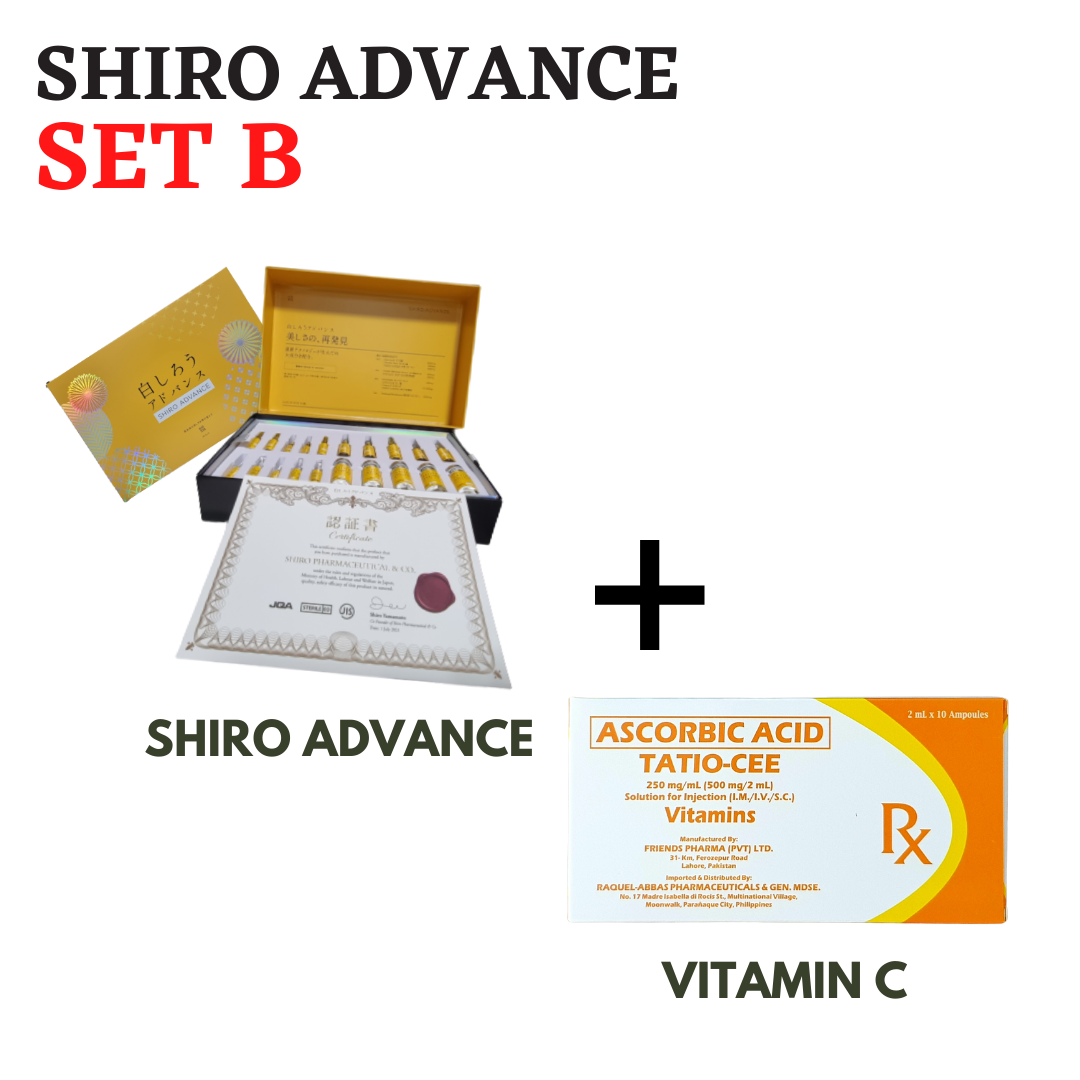 SHIRO ADVANCE (you can choose push set drip set or no sets included) gluta  by beauty bytes Shiro Advance Glutathione Supplement Shiro + Vitamin C  Supplement Shiro Local Supplier Warranty