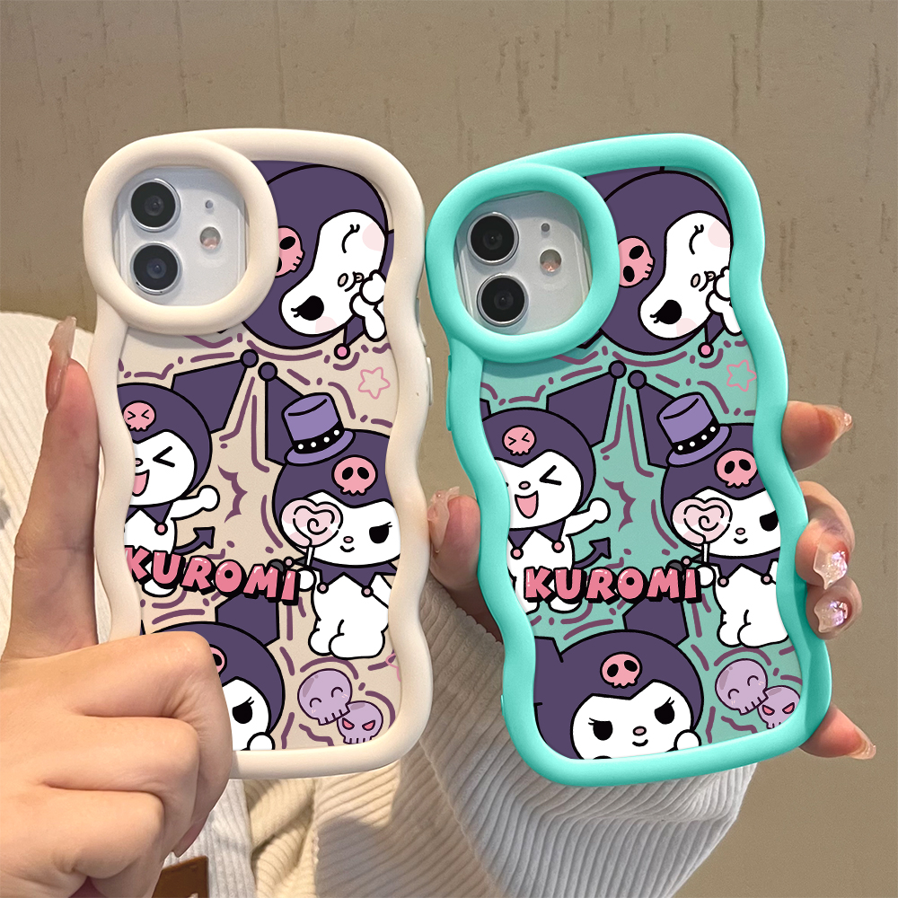 TA for Redmi 14C Back Cover Macaron Wave Soft Silicone Mobile Phone Cover Cartoon Kuromi Pattern Case.